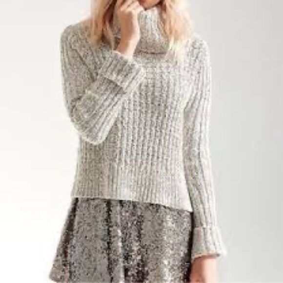 Free People Marled Ivory Combo Twisted Cable Cropped TNeck Sweater OB465415 L - Picture 16 of 16